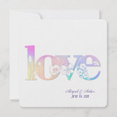 Invitation mariage arc-en-ciel texte d'amour floral blanc (Devant)