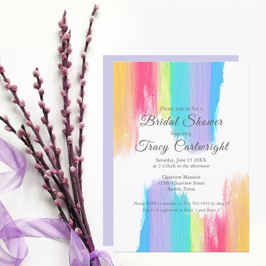 Invitation Mariage arc-en-ciel vibrant à l'aquarelle