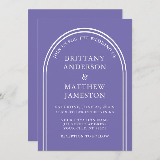 Invitation Mariage Arc moderne et élégant (Devant / Derrière)