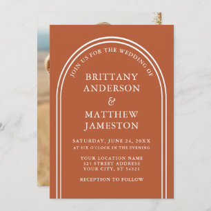 Invitation Mariage Arc Moderne et élégant Brûlé Orange Photo