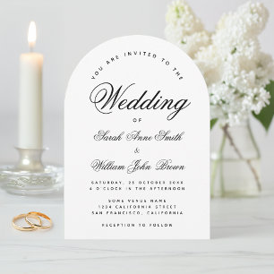 Invitation Mariage Arc noir et blanc Simple Élégant Script
