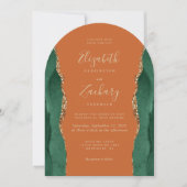 Invitation Mariage Arc Rust Agate Or Vert Émeraude Chic (Devant)
