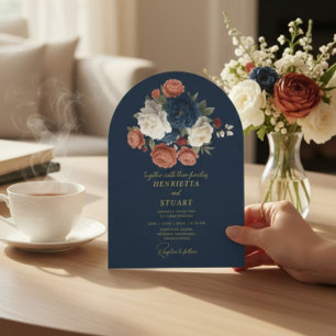 Invitation Mariage arcbouté sur la flore navale tout-en-un