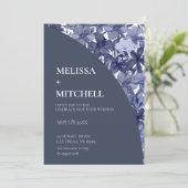 Invitation Mariage Arch Aquarelle Marine Bleu Floral (Debout devant)