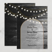 Invitation Mariage Arch Arches Bois Noir Rustique Moderne Lum (Devant / Derrière)