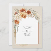 Invitation Mariage Arch Boho de Pampas Floral Orange Brûlé (Dos)