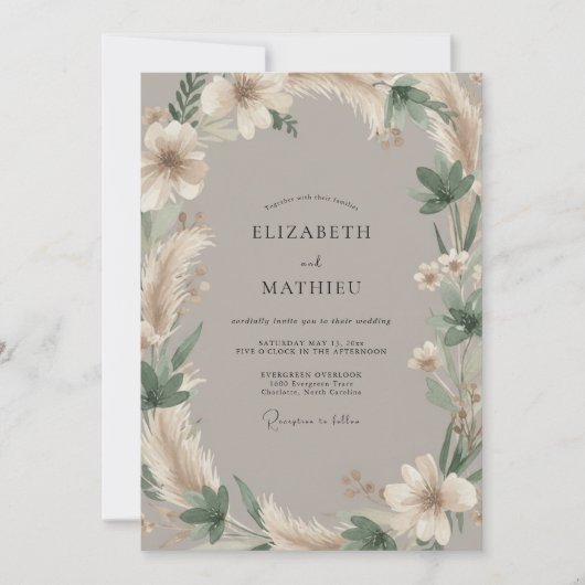 Invitation Mariage Arch Botanique Taupe (Devant)
