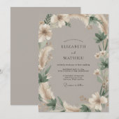 Invitation Mariage Arch Botanique Taupe (Devant / Derrière)
