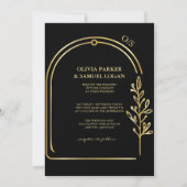 Invitation Mariage Arch | Code QR | Monogramme mariage floral (Devant)