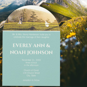 Invitation Mariage Arch Silver Blue Flowers et abeilles