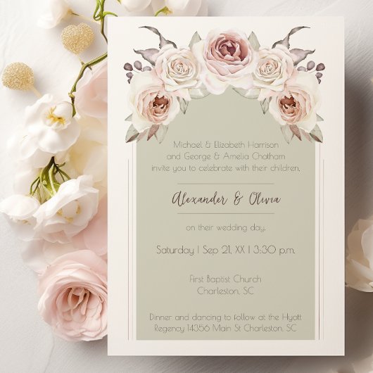 Invitation Mariage Arché de Rose Bohème