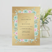 Invitation Mariage Arche de Rose Botanique Or (Debout devant)