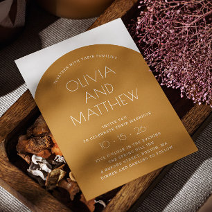 Invitation Mariage arche de typographie moderne jaune moutard