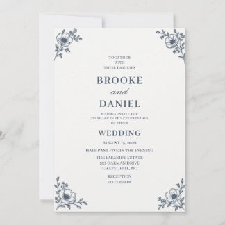 Invitation Mariage Ardoise Anémone Ne M'Oubliez Pas