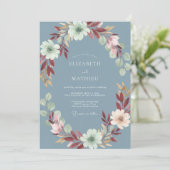 Invitation Mariage Ardoise en Acier Doux et Feuillu (Debout devant)