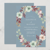 Invitation Mariage Ardoise en Acier Doux et Feuillu (Devant / Derrière)