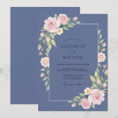 Invitation Mariage Ardoise Fleurs de Eucalyptus (Devant / Derrière)