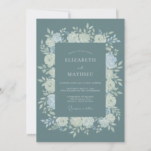 Invitation Mariage Ardoise Ivoire Rose (Devant)
