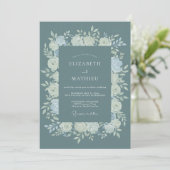 Invitation Mariage Ardoise Ivoire Rose (Debout devant)