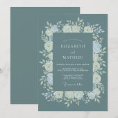 Invitation Mariage Ardoise Ivoire Rose (Devant / Derrière)
