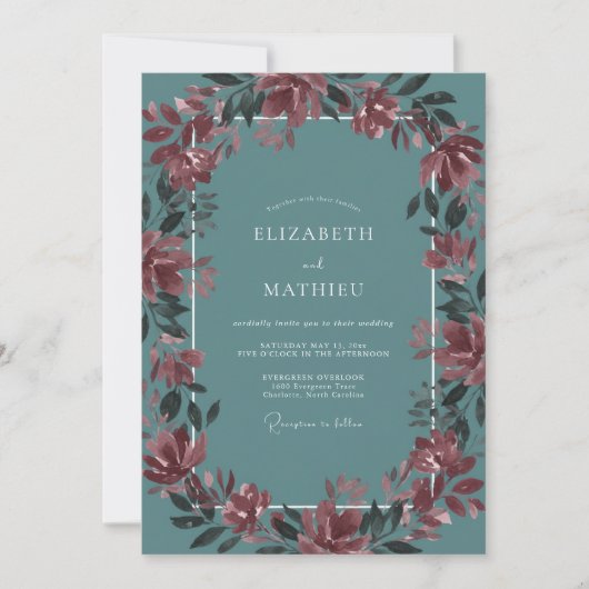 Invitation Mariage Ardoise Raisin (Devant)