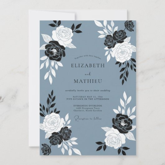 Invitation Mariage Ardoise Rose (Devant)