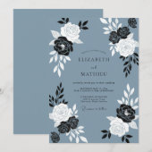 Invitation Mariage Ardoise Rose (Devant / Derrière)