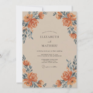 Invitation Mariage Ardoise Rose Terracotta
