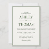 Invitation Mariage Argent Ancien Vert Foncé (Devant)