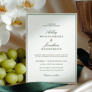 Invitation Mariage Argent Ancien Vert Foncé