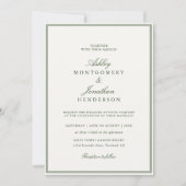 Invitation Mariage Argent Ancien Vert Foncé (Devant)