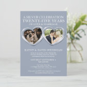 Invitation Mariage Argent anniversaire 25ème fête 6 photos (Debout devant)