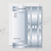 Invitation Mariage Argent Bleu Art Déco Floral (Dos)