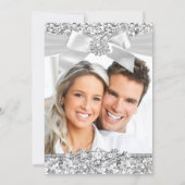 Invitation Mariage Argent Bleu Parties scintillant Bijou Bow (Dos)