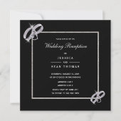 Invitation Mariage Argent Classique Anneaux Réception de mari (Devant)