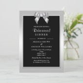 Invitation Mariage Argent Élégant Bijou & Noir (Debout devant)