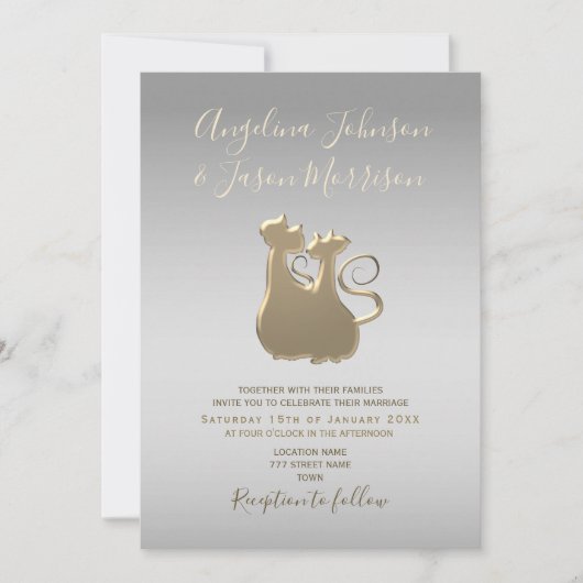 Invitation Mariage argent et or chic (Devant)