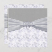 Invitation Mariage Argent, étoiles blanches et flocons de nei (Devant / Derrière)