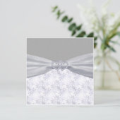 Invitation Mariage Argent, étoiles blanches et flocons de nei (Debout devant)