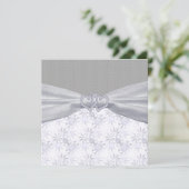 Invitation Mariage Argent, étoiles blanches et flocons de nei (Debout devant)