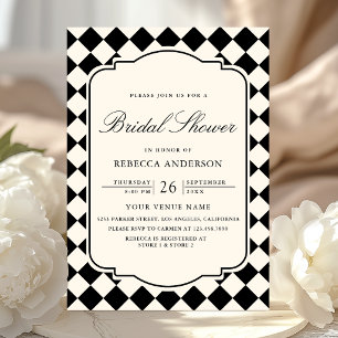 Invitation Mariage Argent Noir à Carreaux Mariage Shower