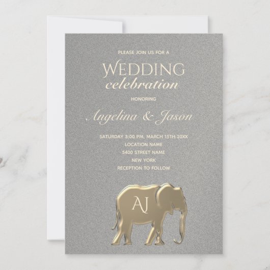 Invitation Mariage argent simple et or (Devant)
