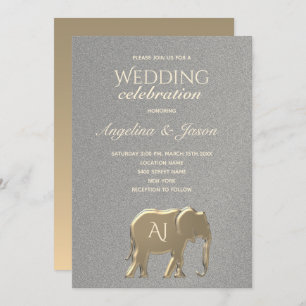 Invitation Mariage argent simple et or