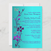 Invitation Mariage | Argent Turquoise violet, floral | Papill (Dos)