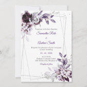 Invitation Mariage Argenté Violet et Lavande (Devant)