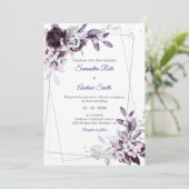 Invitation Mariage Argenté Violet et Lavande (Debout devant)