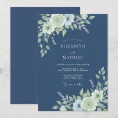 Invitation Mariage Argyre Bleuet Eucalyptus (Devant / Derrière)