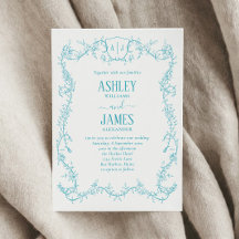 Mariage Armoirie Monogramme Turquoise Rose Décousu