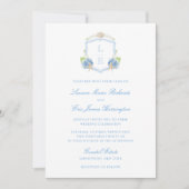 Invitation Mariage Armoiries Monogramme Côtière (Devant)
