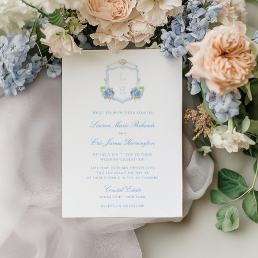 Invitation Mariage Armoiries Monogramme Côtière